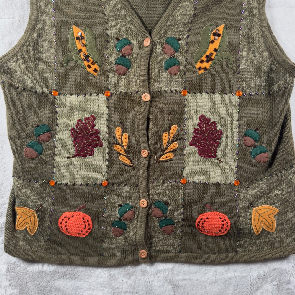 Bobbie Brooks Vintage Fall Patchwork Sweater Vest… - image 2